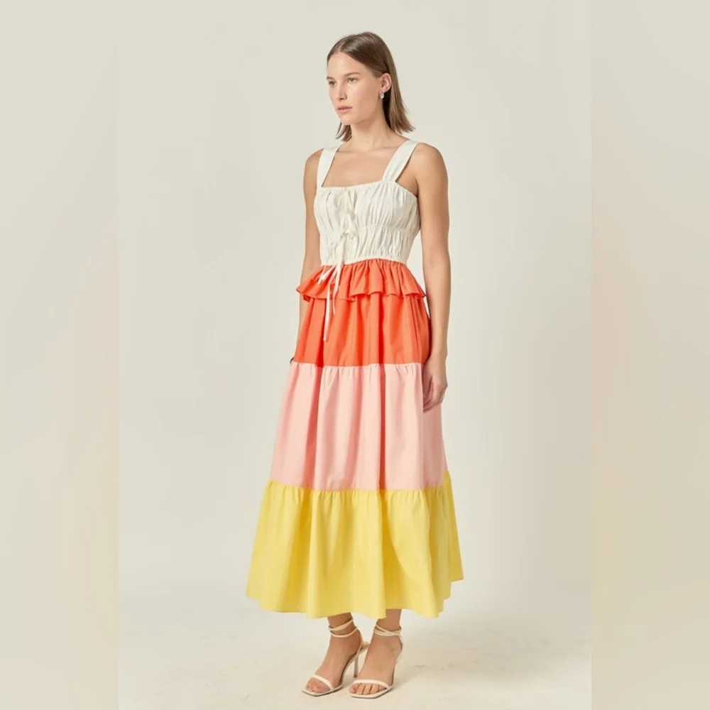 english factory colorblock maxi dress English Factory